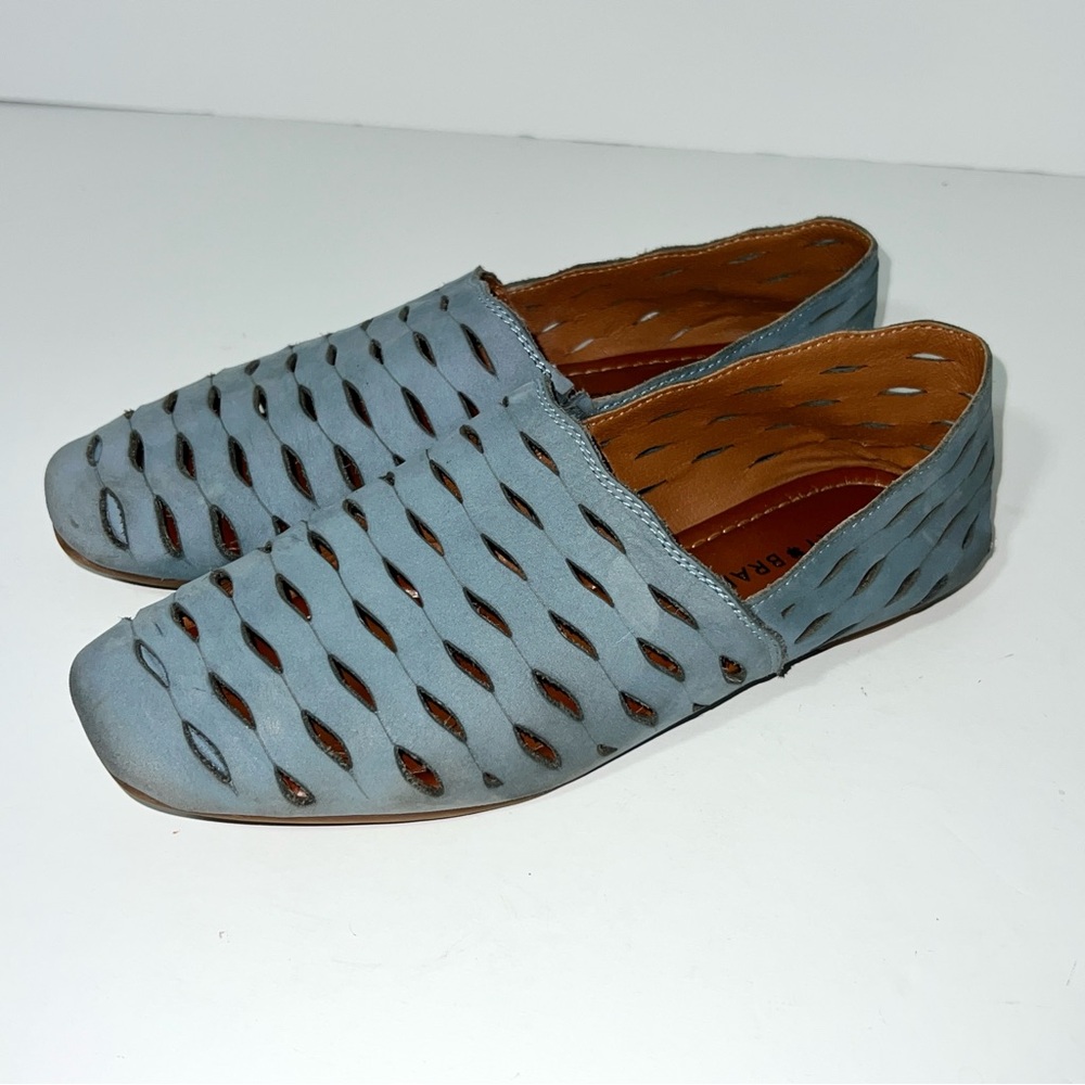 Lucky Brand Women's 7.5 Dalani Ballet Flat Perforated bluestone Leather Loafers